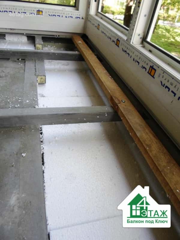 Вынос балкона по полу - фото работы фирмы 4 этаж балкон под ключ
